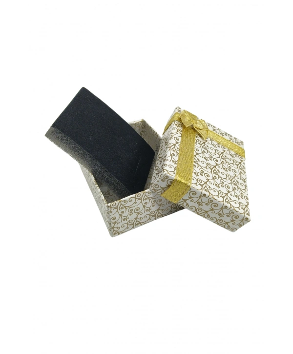 Kurdaleli SertKarton Kolye& Mini Set Kutusu 24 Lü Paket ( Beyaz Zemin *sarı Desenli - Içi Süngerli )