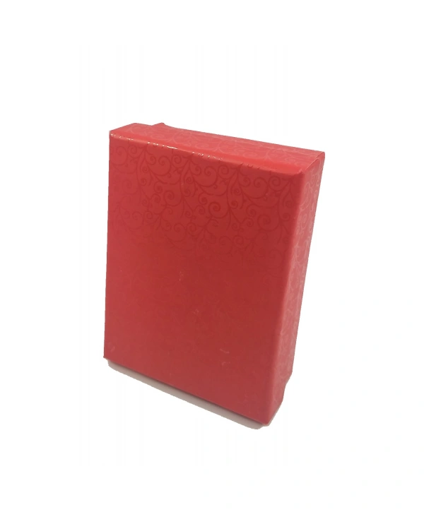 Kabartma Desenli Kırmızı Sert Kolye& Mini Set Kutusu  24 Lü Paket ( İçi Süngerli )