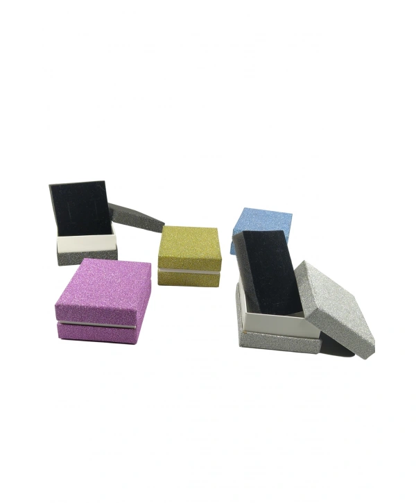 Çift Kapaklı Simli Karton Kolye & Miniset Kutusu 20Li Paket (İçi Süngerli ) Karışık Renk