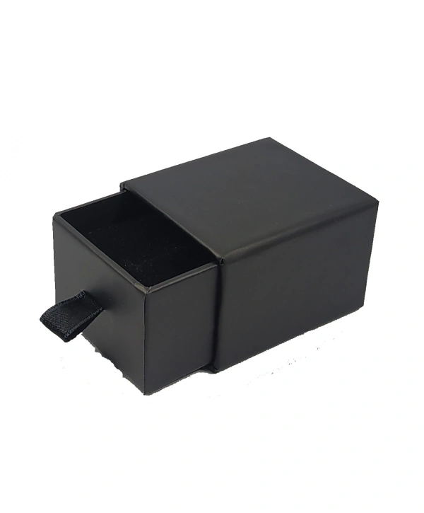 Siyah Çekmeceli Yüzük Karton Kutu 12 Li Paket (İçi Süngerli)