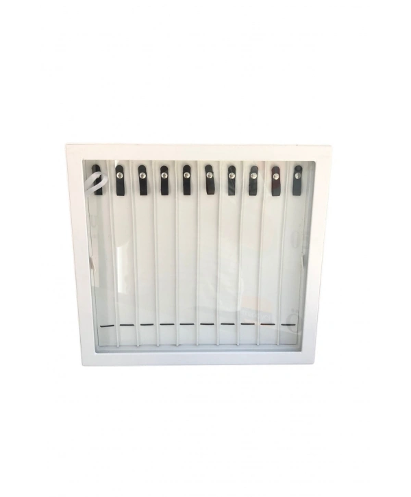 Camlı Kapaklı Çift Kat Tesbih&Bileklik ve takı Tablası Beyaz deri/içi Beyaz (21 Kanallı ve Çıtçıtlı)