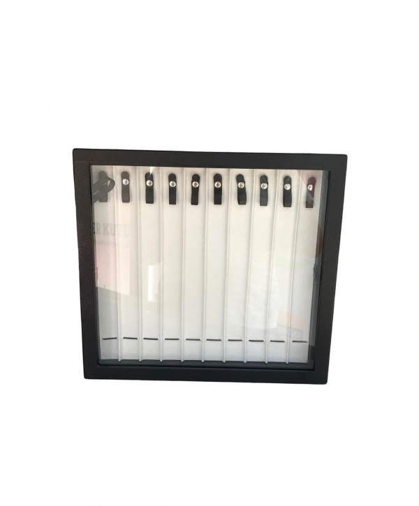 Camlı Kapaklı Çift Kat Tesbih&Bileklik ve takı Tablası Siyah deri/içi Beyaz (21 Kanallı ve Çıtçıtlı)