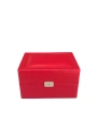 Tekli Basmalı Kilitli Lüx Deri Saat Kutusu (Dış kutulu)(Kırmızı)