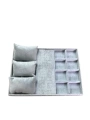Organizatör Gri Süet Tabla Kolye & Yüzük Düzenleyici ( 3 Yastık )(8 Bölmeli)(28 kesikli)