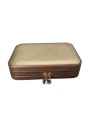 Fermuarlı Deri (Ahşap Kasalı ) Büyük boy Takı, Seyahat Ve Mücevher Çantası,kutusu Bakır(14x21 Cm)