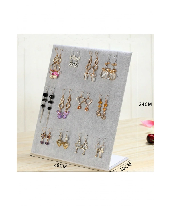 30lu Dik Ayaklı Küpelik Standı Grİ Süet