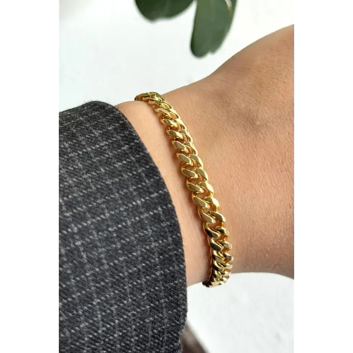 Wring Tasarım Kadın Çelik Bileklik Gold Kararmaz Renk Atmaz