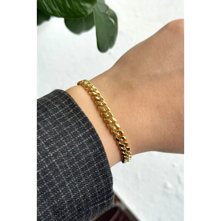 Wring Tasarım Kadın Çelik Bileklik Gold Kararmaz Renk Atmaz
