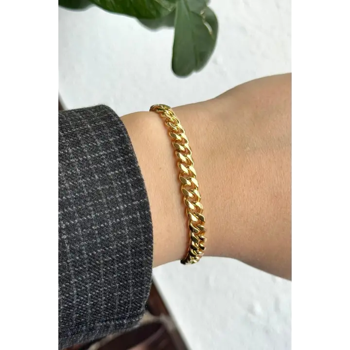 Wring Tasarım Kadın Çelik Bileklik Gold Kararmaz Renk Atmaz