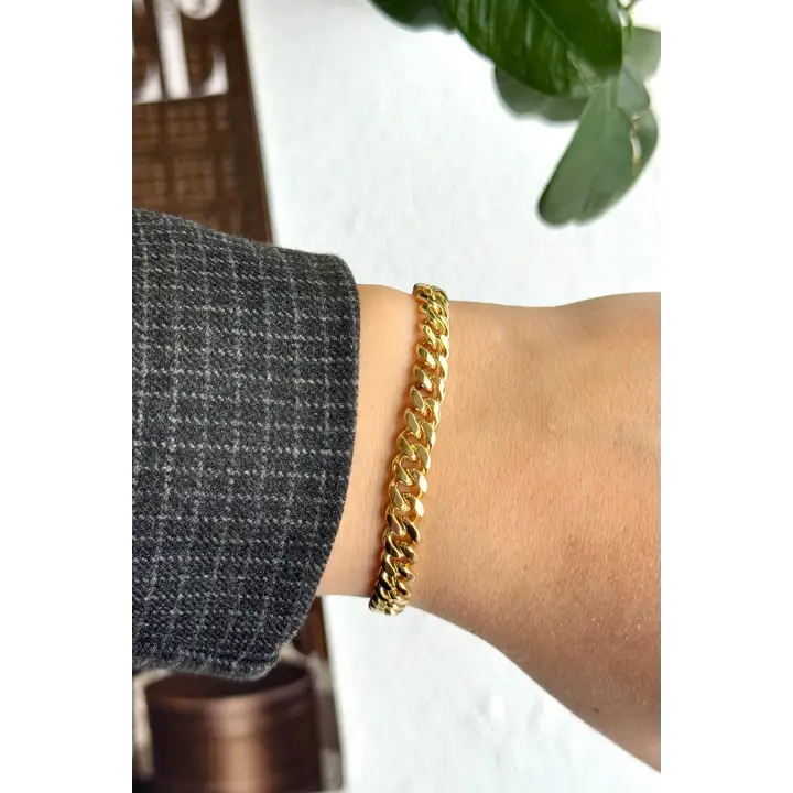Wring Tasarım Kadın Çelik Bileklik Gold Kararmaz Renk Atmaz