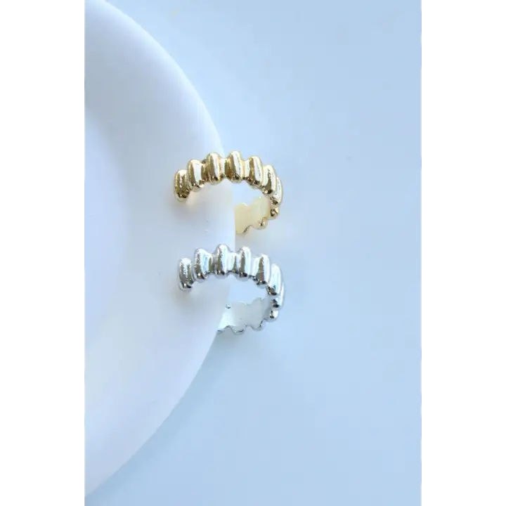 Sıkıştırmalı Earcuff Kıkırdak Kadın Çelik Küpe Gümüş Kararmaz Renk Atmaz