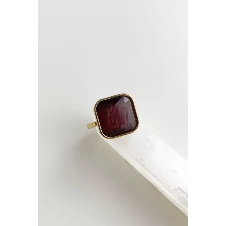 Aurum Brown Tasarım Ayarlanabilir Kadın Çelik Yüzük Altın Kararmaz Renk Atmaz