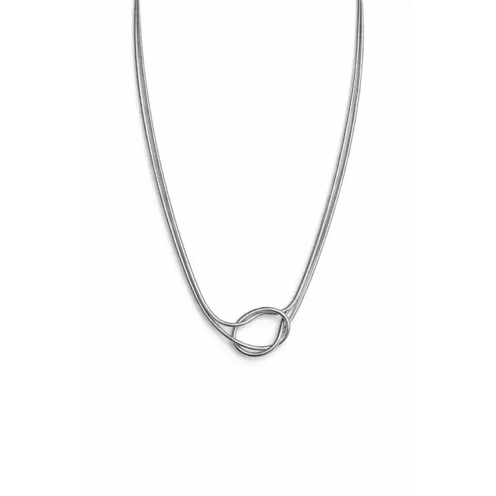 Silver Gümüş Renk Düğüm Detaylı 45 Cm Kadın Çelik Kolye Kararmaz Renk Atmaz
