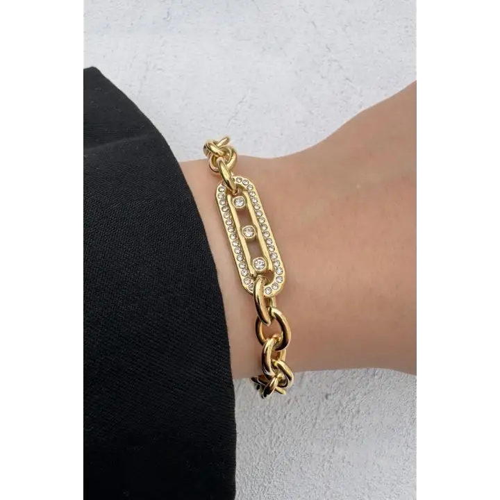 Gold Mess Ayarlanabilir Kadın Çelik Bileklik Altın Kararmaz Renk Atmaz