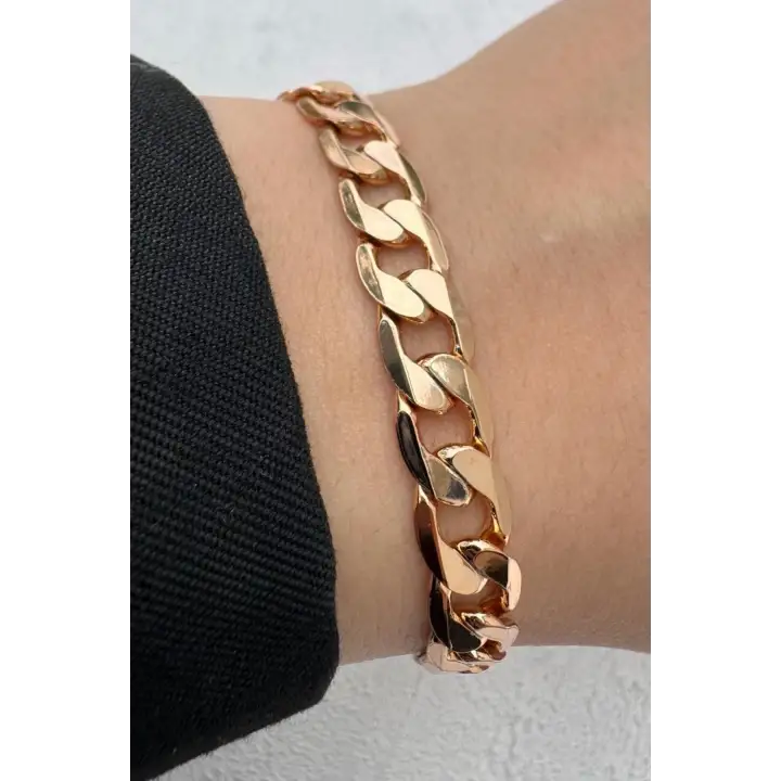 Rose Gold Klasik Halka Zincir Kadın Çelik Bileklik Kararmaz Renk Atmaz