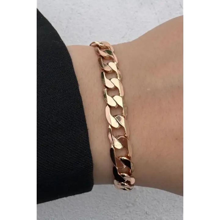 Rose Gold Klasik Halka Zincir Kadın Çelik Bileklik Kararmaz Renk Atmaz