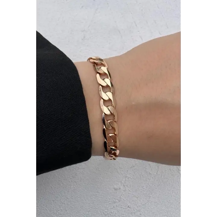Rose Gold Klasik Halka Zincir Kadın Çelik Bileklik Kararmaz Renk Atmaz
