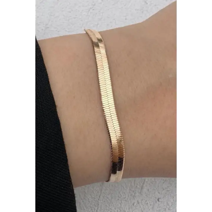 Rose Gold İtalyan Zincir Minimal Kadın Çelik Bileklik Kararmaz Renk Atmaz