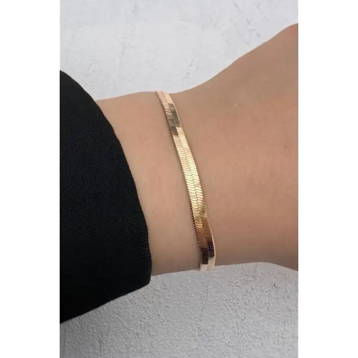 Rose Gold İtalyan Zincir Minimal Kadın Çelik Bileklik Kararmaz Renk Atmaz