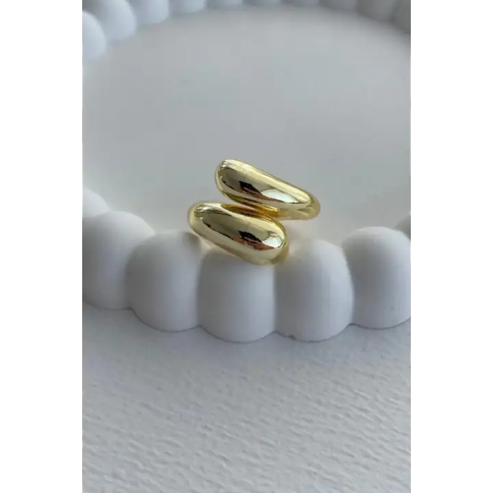 İthal Cilalı Damla Model Bombe Tasarım Ayarlanabilir Kadın Çelik Yüzük Gold Kararmaz Renk Atmaz