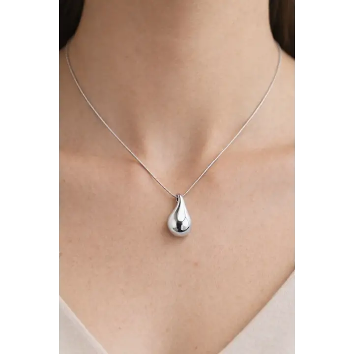 Yeni Sezon Damla Model Kararma Yapmaz Kadın Çelik Kolye Kararmaz Renk Atmaz