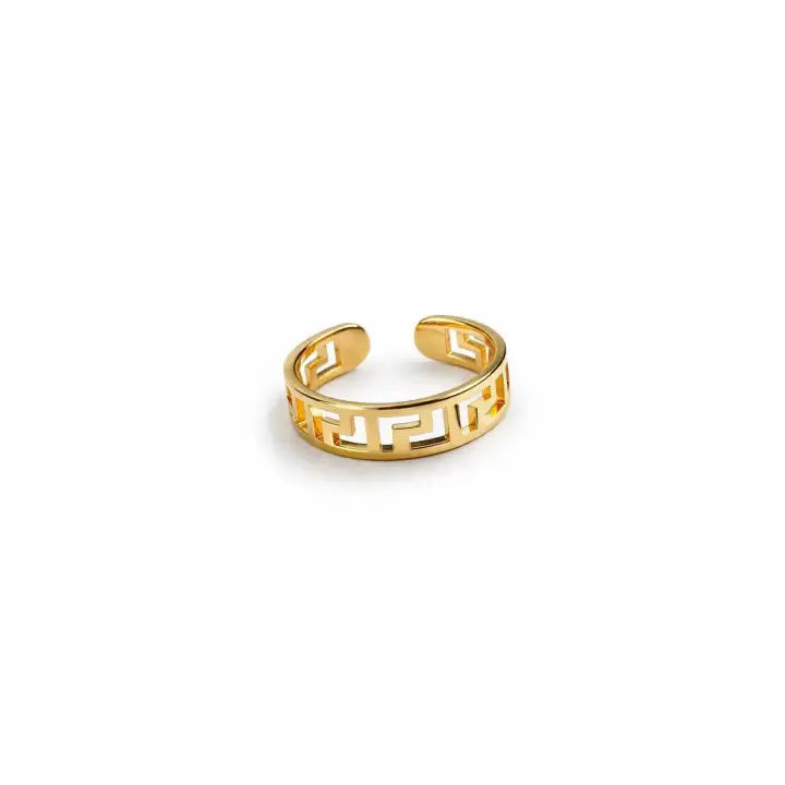 Font Tasarım Cilalı Ayarlanabilir Kadın Çelik Yüzük Gold Kararmaz Renk Atmaz