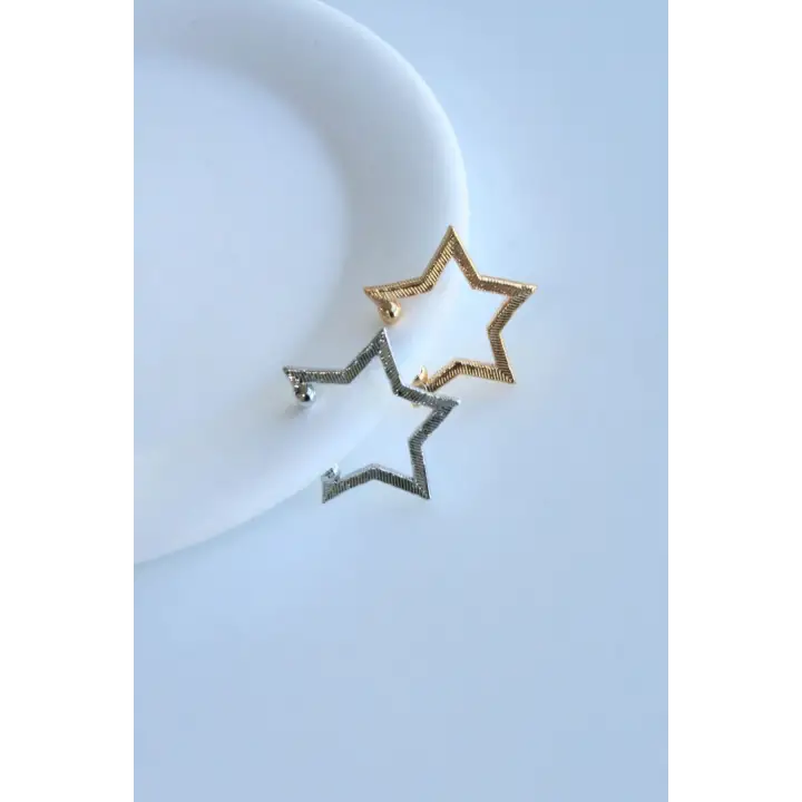 Yıldız Tasarım Sıkıştırmalı Earcuff Kıkırdak Çelik Küpe Gold Kararmaz Renk Atmaz