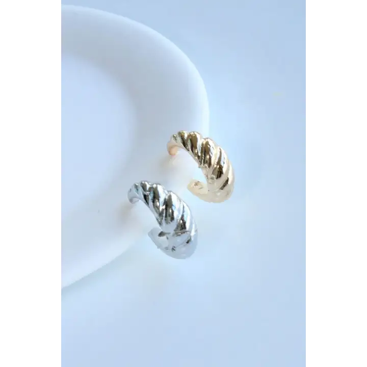 Burgu Tasarım Sıkıştırmalı Earcuff Kıkırdak Çelik Küpe Gold Kararmaz Renk Atmaz