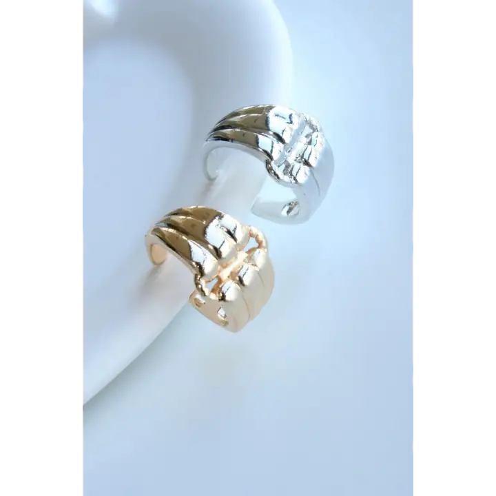 Çoklu Görünüm Sıkıştırmalı Earcuff Kıkırdak Kadın Çelik Küpe Gümüş Kararmaz Renk Atmaz