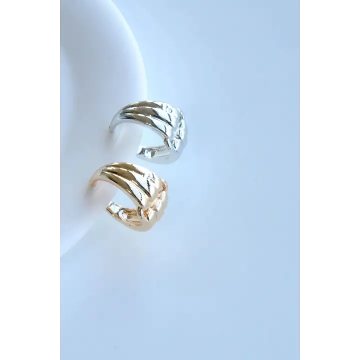 Çoklu Görünüm Sıkıştırmalı Earcuff Kıkırdak Kadın Çelik Küpe Gümüş Kararmaz Renk Atmaz
