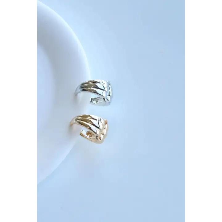 Çoklu Görünüm Sıkıştırmalı Earcuff Kıkırdak Kadın Çelik Küpe Gümüş Kararmaz Renk Atmaz
