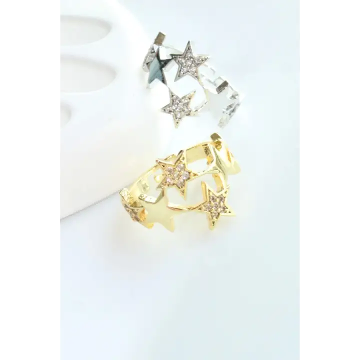 Yeni Sezon Luciddream Çoklu Yeni Yıldız Tasarım Ayarlanabilir Kadın Çelik Yüzük Gold Kararmaz