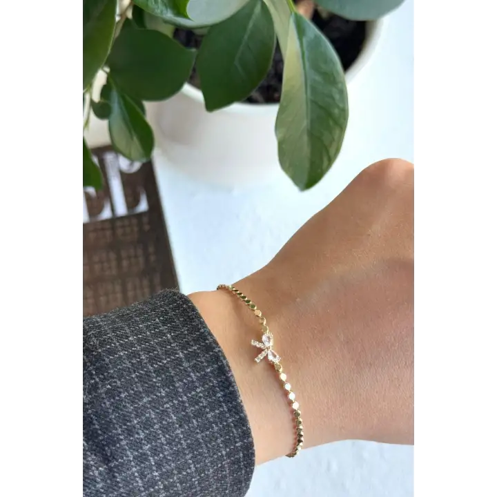 Yeni Sezon Ezme Zincirli Fiyonk Model Garantili Kadın Çelik Bileklik Sarı Kararmaz Renk Atmaz