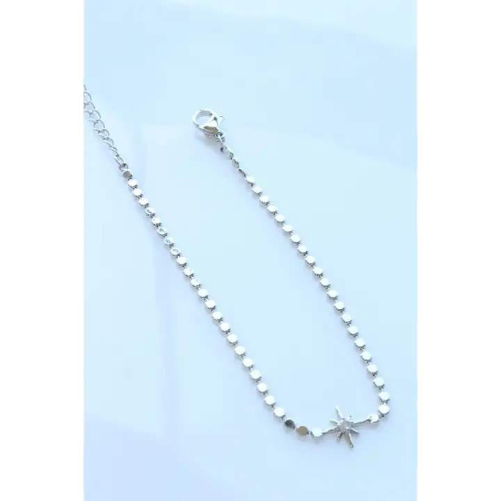 Yeni Sezon Ezme Zincirli Kuzey Yıldızı Model Garantili Kadın Çelik Bileklik Gümüş Kararmaz
