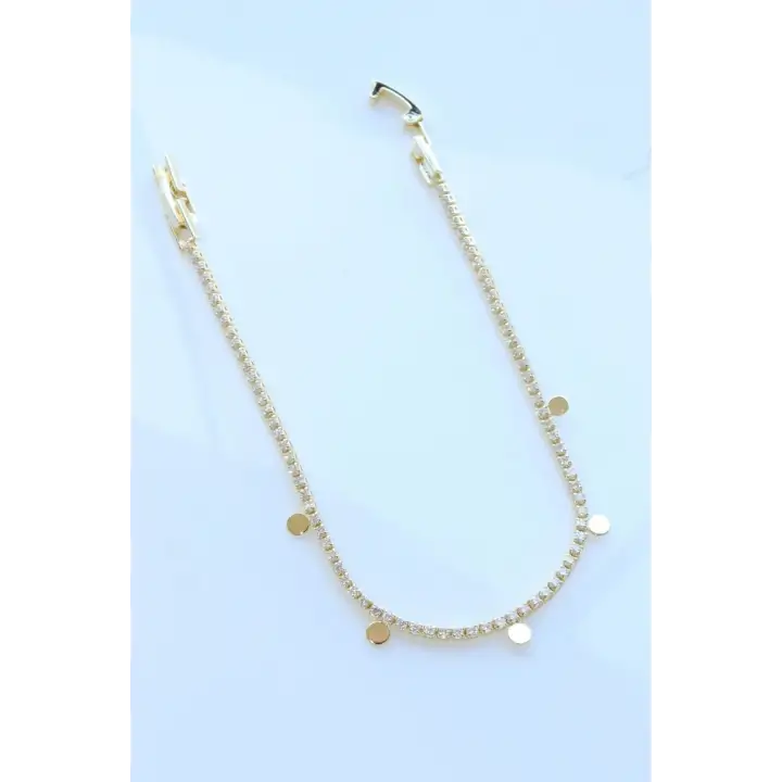 Seri Full Taşlı Su Yolu Çoklu Pul Model Garantili Kadın Çelik Bileklik Gold Kararmaz Renk Atmaz