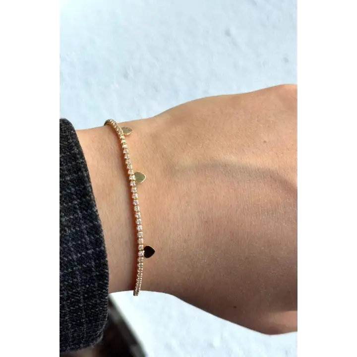 Seri Full Taşlı Su Yolu Çoklu Metal Kalp Garantili Kadın Çelik Bileklik Gold Kararmaz Renk Atmaz