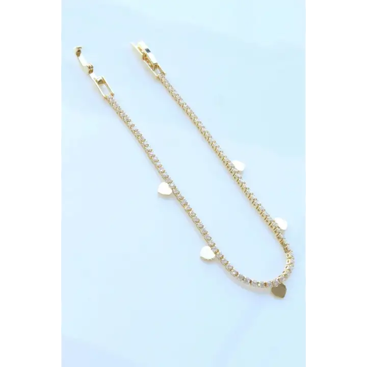 Seri Full Taşlı Su Yolu Çoklu Metal Kalp Garantili Kadın Çelik Bileklik Gold Kararmaz Renk Atmaz