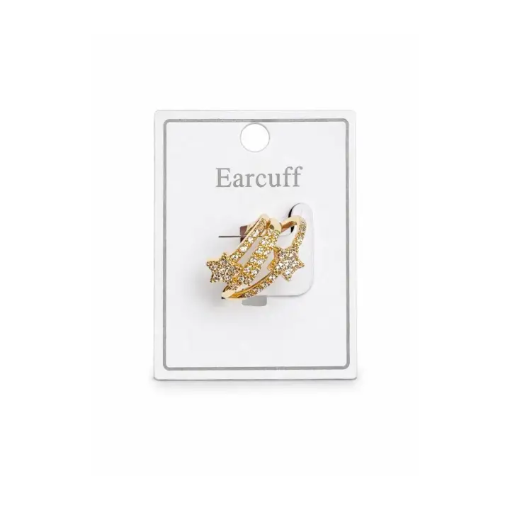 Çoklu Görünüm Zirkon Taşlı Yıldız Model Earcuff Kıkırdak Kıkırdak Küpe Gold Kararmaz Renk Atmaz
