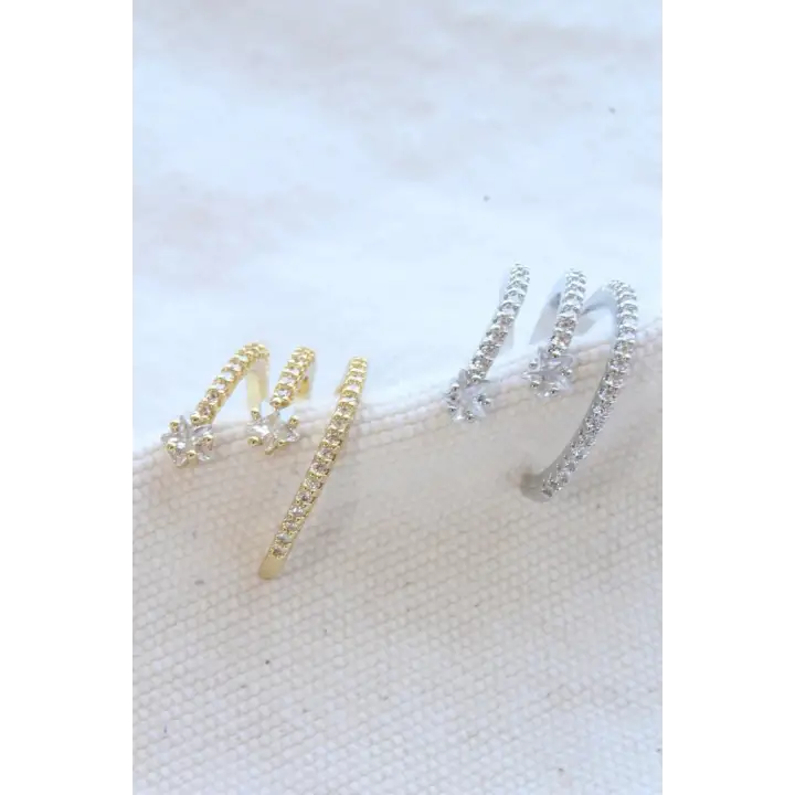Çoklu Görünüm Zirkon Taşlı Model Earcuff Kıkırdak Kıkırdak Küpe Gümüş Kararmaz Renk Atmaz