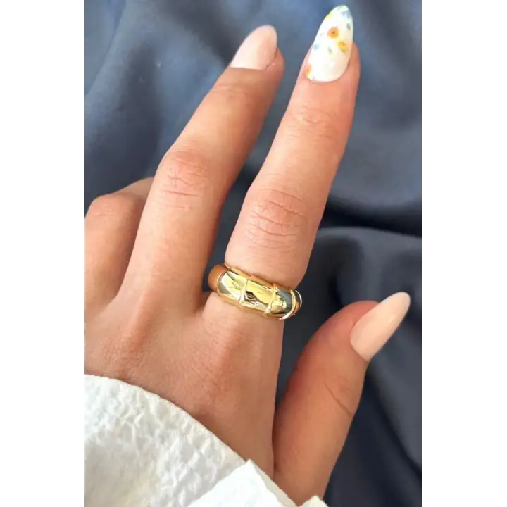 Yeni Sezon Couture Tasarım Ayarlanabilir Kadın Çelik Yüzük Altın Kararmaz Renk Atmaz