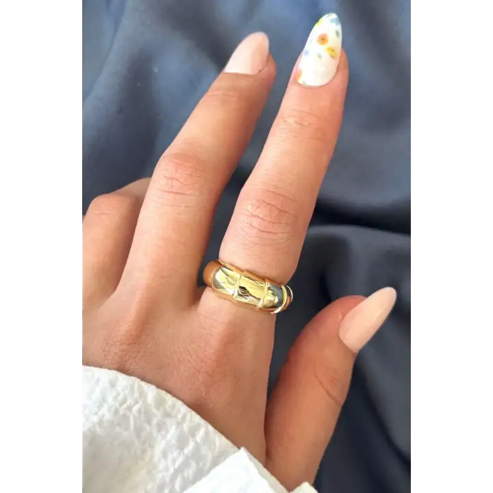 Yeni Sezon Couture Tasarım Ayarlanabilir Kadın Çelik Yüzük Altın Kararmaz Renk Atmaz