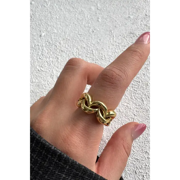 Yeni Sezon Infinity Knot Tasarım Ayarlanabilir Kadın Çelik Yüzük Altın Kararmaz Renk Atmaz