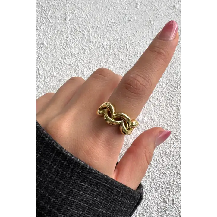 Yeni Sezon Infinity Knot Tasarım Ayarlanabilir Kadın Çelik Yüzük Altın Kararmaz Renk Atmaz