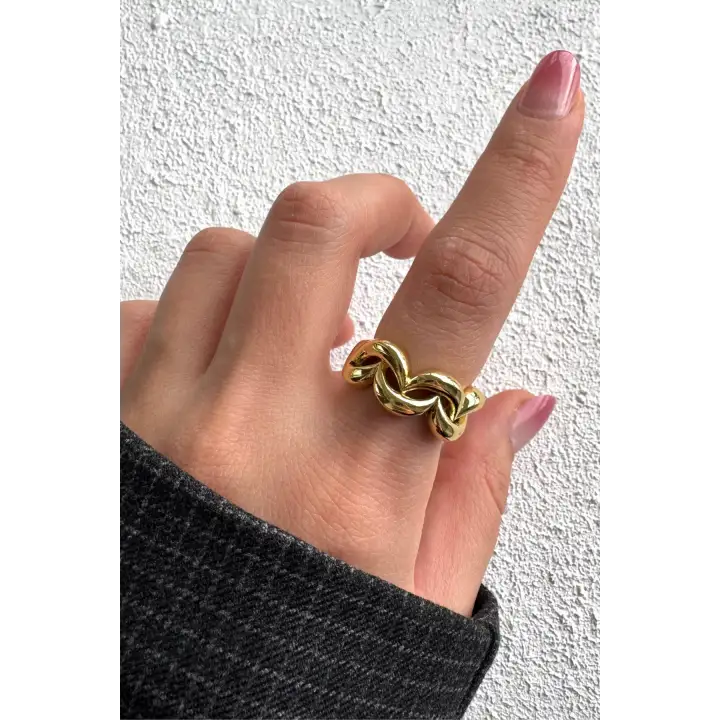 Yeni Sezon Infinity Knot Tasarım Ayarlanabilir Kadın Çelik Yüzük Altın Kararmaz Renk Atmaz
