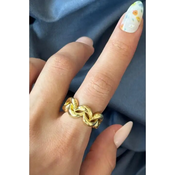 Yeni Sezon Infinity Knot Tasarım Ayarlanabilir Kadın Çelik Yüzük Altın Kararmaz Renk Atmaz
