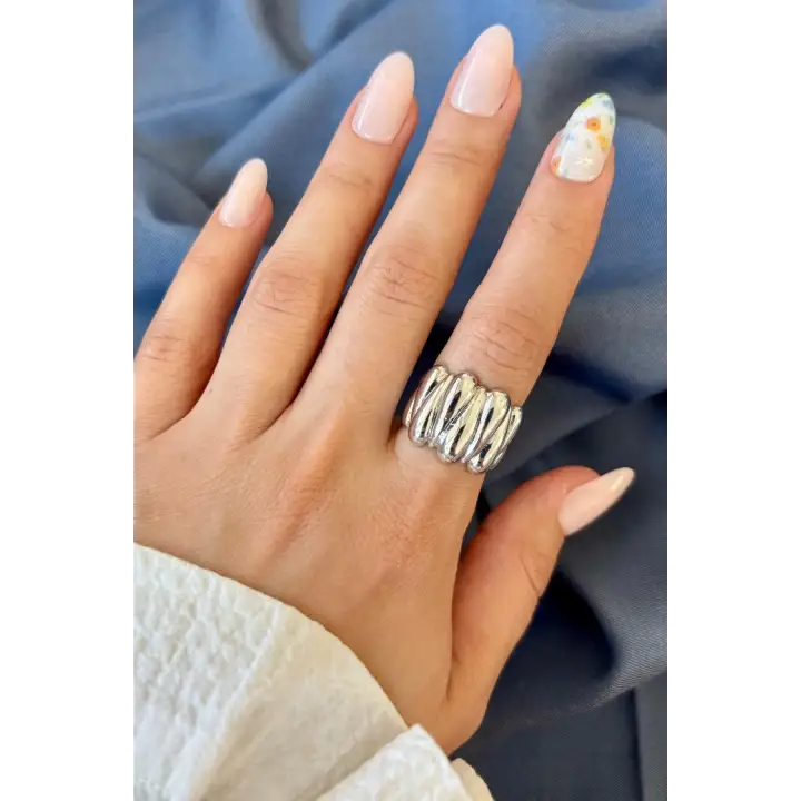 Yeni Sezon Twist Luxe Tasarım Ayarlanabilir Kadın Çelik Yüzük Gümüş Kararmaz Renk Atmaz