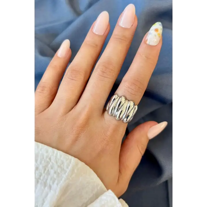 Yeni Sezon Twist Luxe Tasarım Ayarlanabilir Kadın Çelik Yüzük Gümüş Kararmaz Renk Atmaz