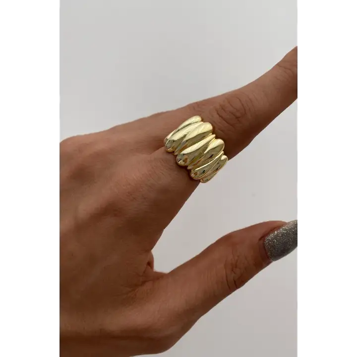 Yeni Sezon Twist Luxe Tasarım Ayarlanabilir Kadın Çelik Yüzük Altın Kararmaz Renk Atmaz