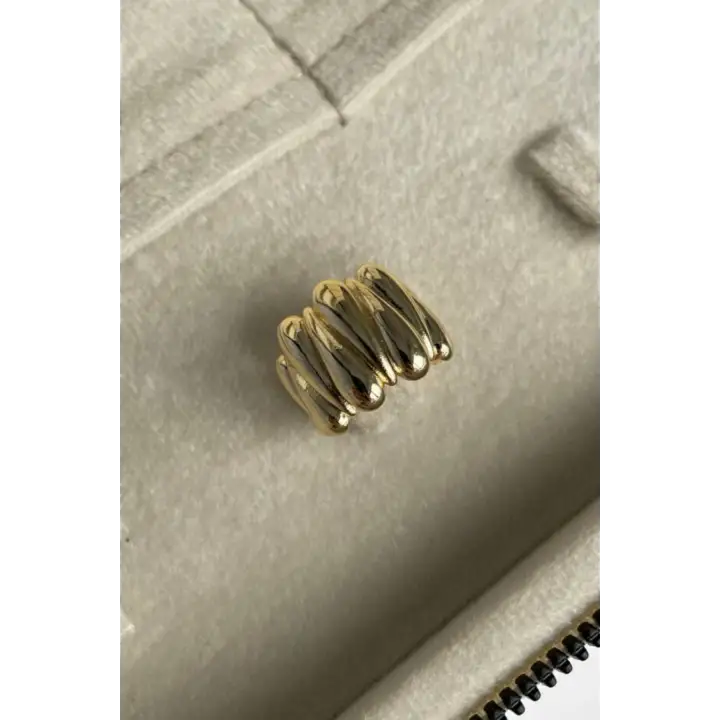 Yeni Sezon Twist Luxe Tasarım Ayarlanabilir Kadın Çelik Yüzük Altın Kararmaz Renk Atmaz