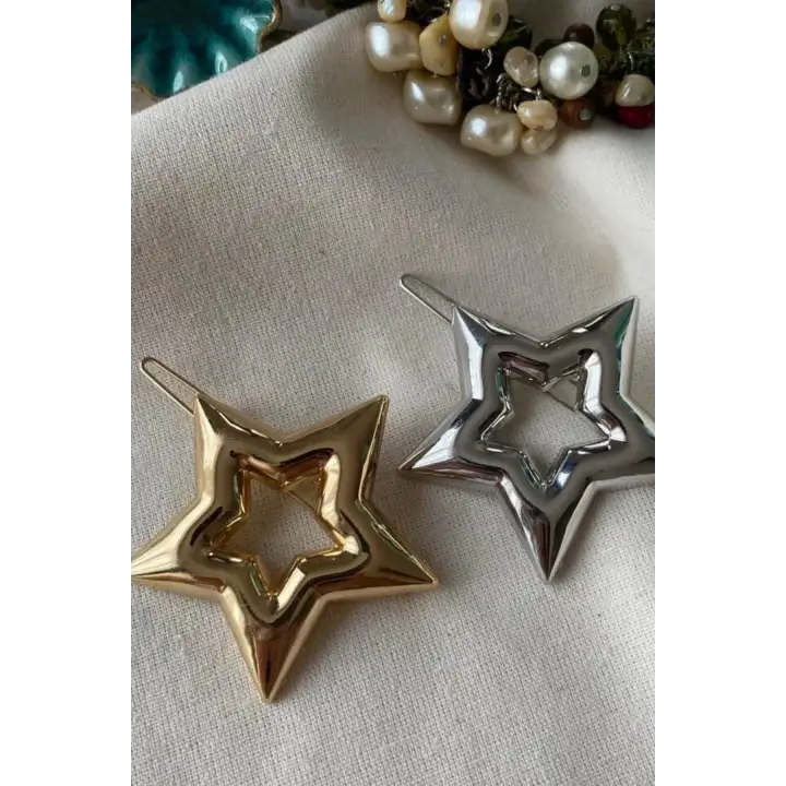 Yıldız Tasarım Metal Halka Çıt Çıt Klipsli Pinterest Toka Gümüş Kararmaz Renk Atmaz